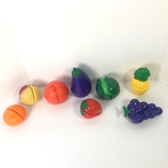 Lot pretend play food cut veggie fruit hook loop fastener 8 different fruits - Picture 2 of 3